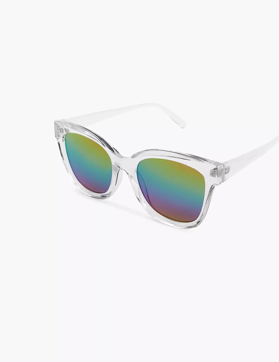 Lane Bryant Pride Rainbow Mirrored Lens Cateye Zonnebril Dames Wit Gekleurd | OUD223WH