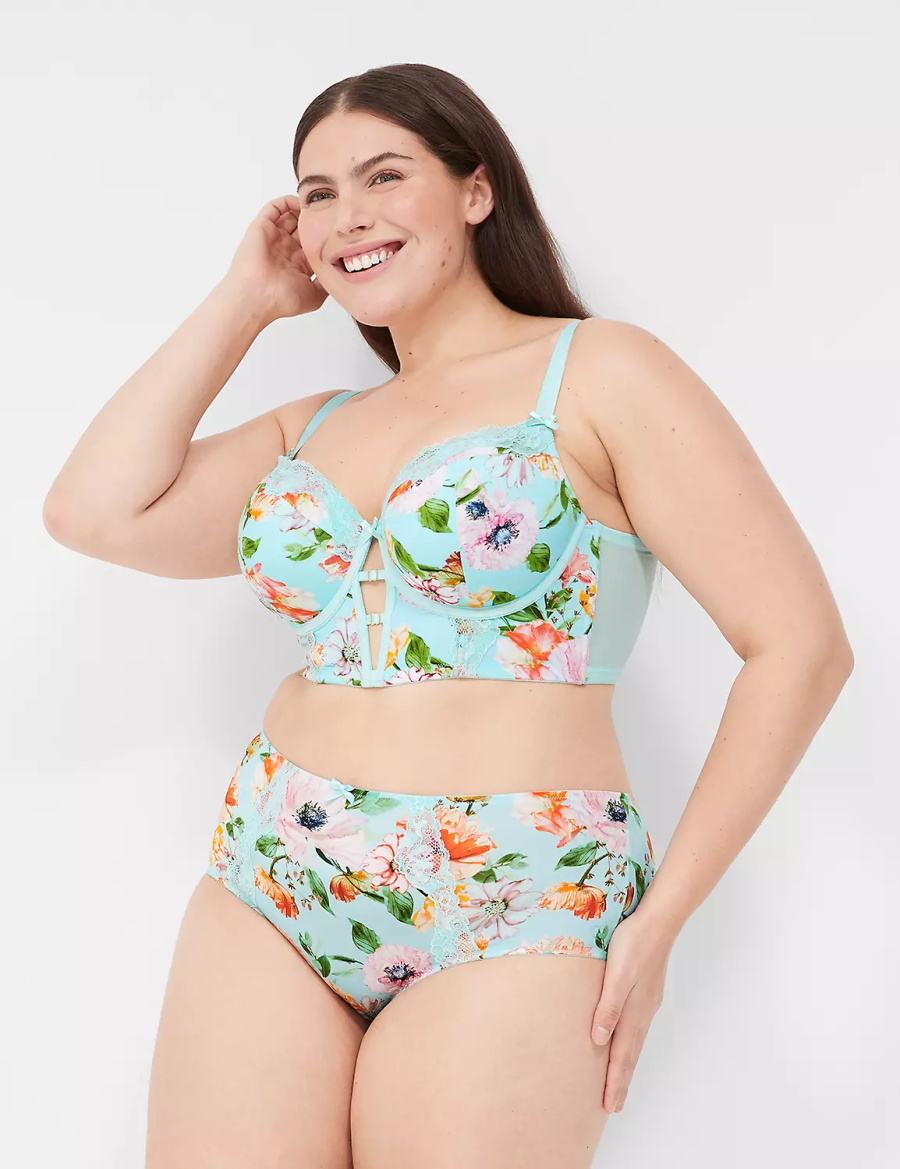 Lane Bryant Printed Lace-Trim Brief Brutaal Panty Dames Turquoise | DED447TH