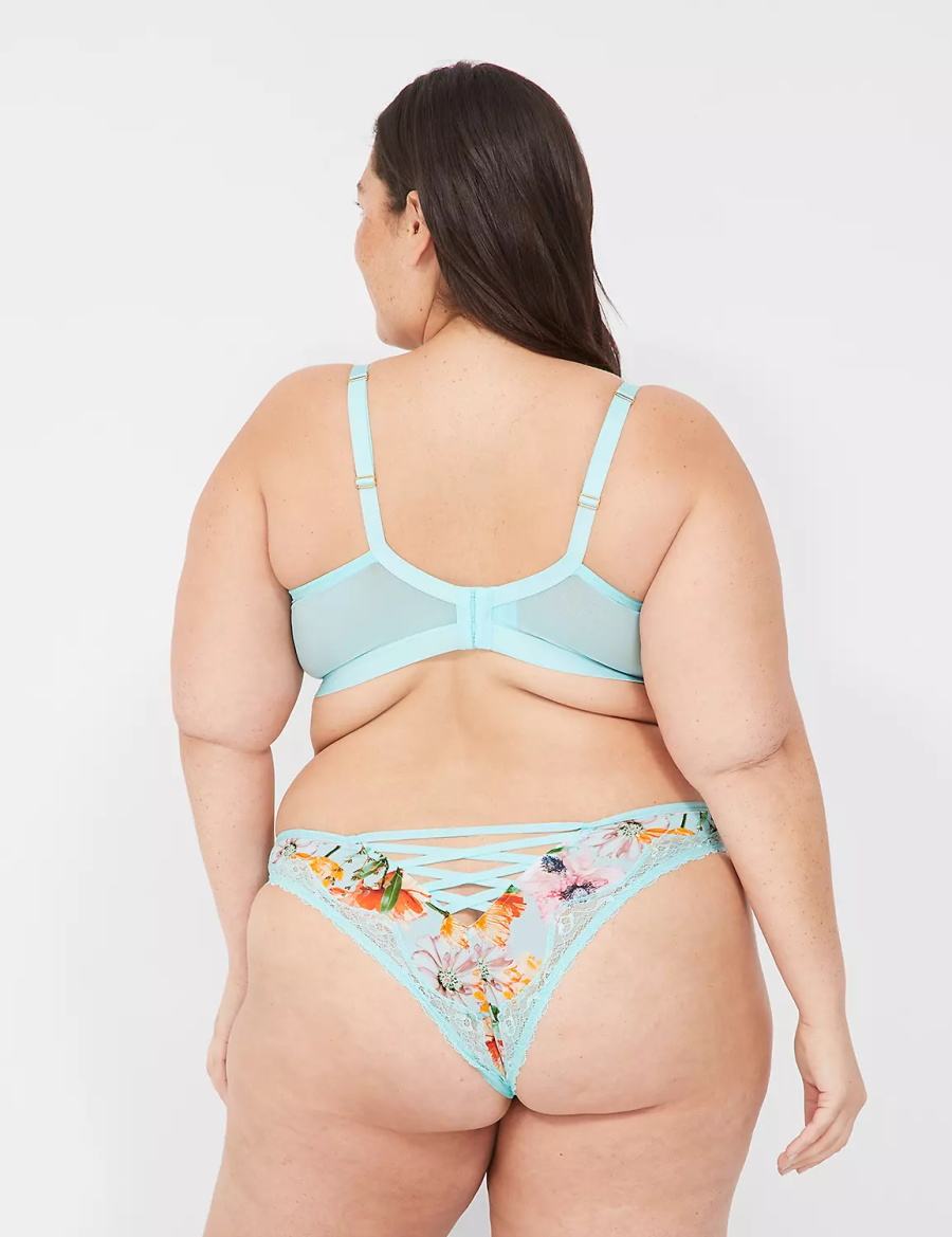 Lane Bryant Printed No-Wire Triangle Ongevoerde BH Dames Turquoise | RLK60100TM