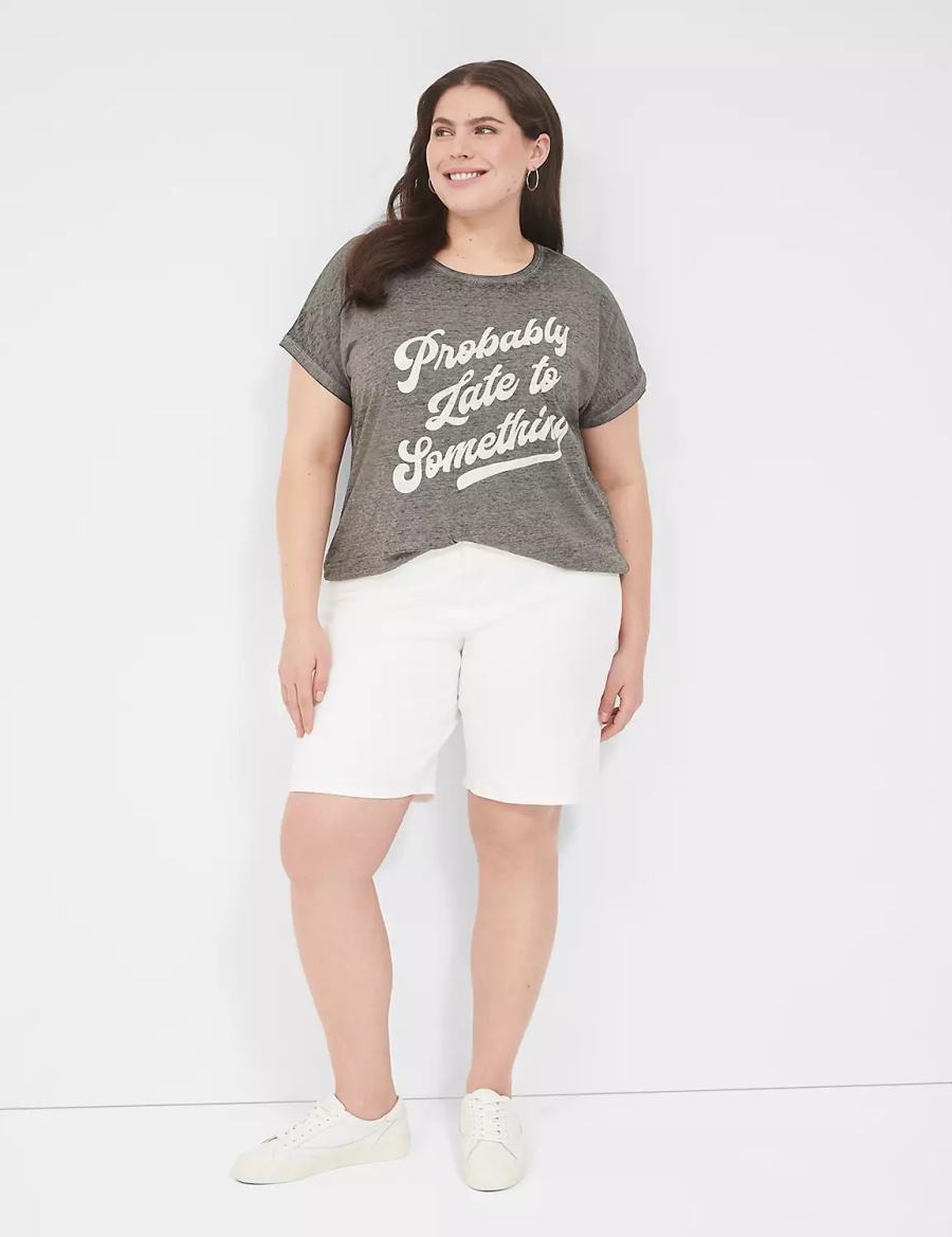 Lane Bryant Probably Late For Something Graphic Tee T-shirts Dames Grijs | NXR4987IN