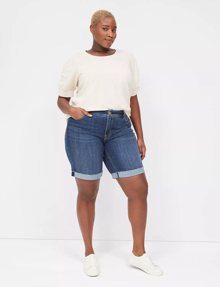 Lane Bryant Puff-Sleeve Crew-Neck Tee T-shirts Dames Wit | HCW9167YQ