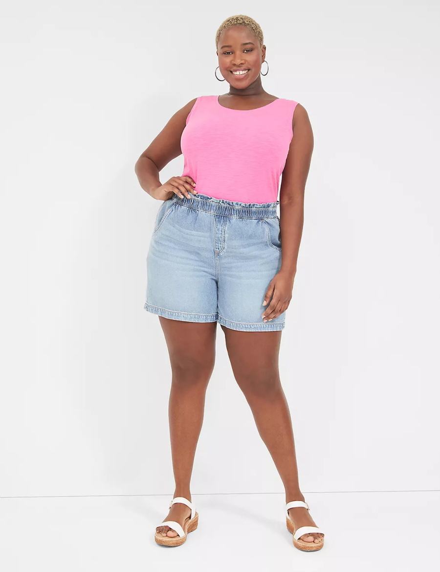 Lane Bryant Pull-On Fit Flirty Jean Korte Broek Dames Lichtblauw | ZFT7998DQ