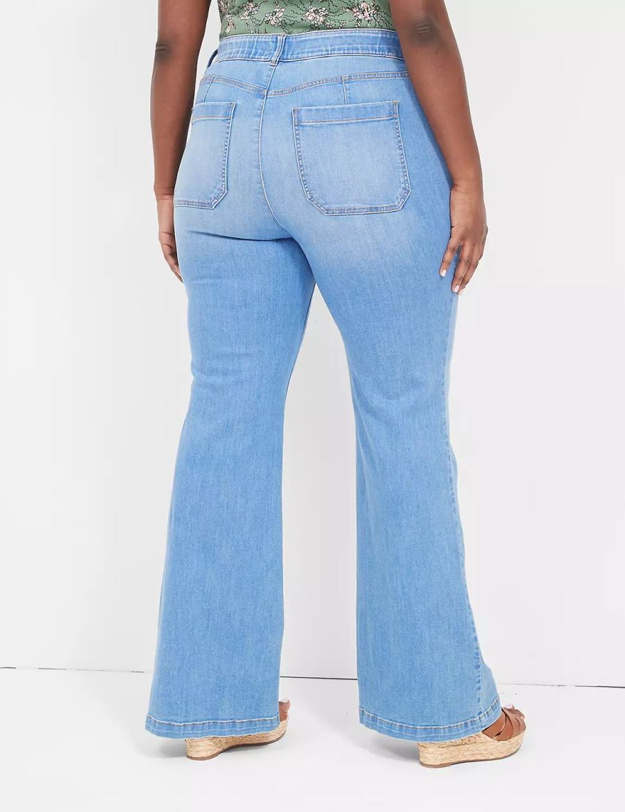 Lane Bryant Pull-On Fit High-Rise Sailor Flare Jeans Dames Blauw | TIK9490MQ