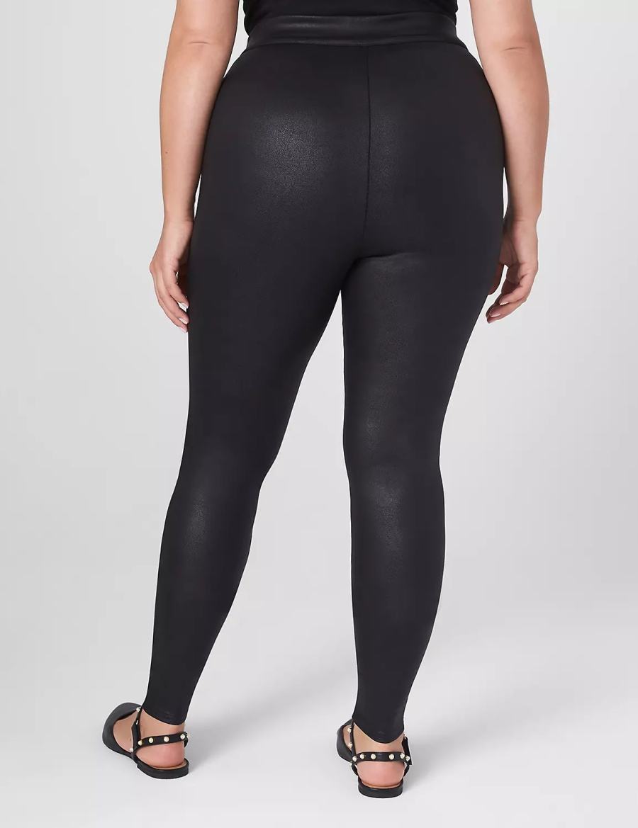 Lane Bryant Pull-On High-Rise Ponte - Coated Leggings Dames Zwart | XGP4927LJ