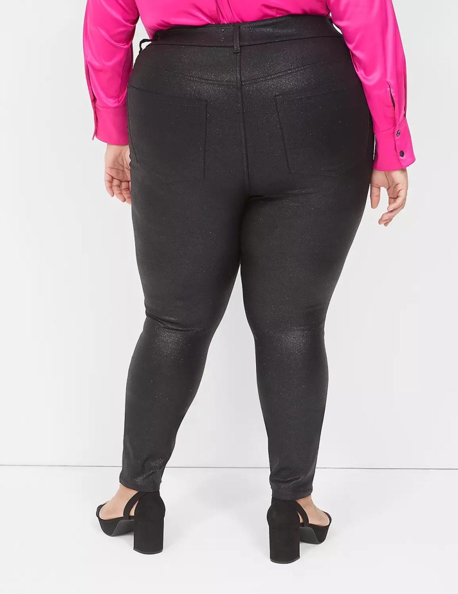 Lane Bryant Pull-On High-Rise Sparkle Jeggings Dames Zwart | WYS634IC