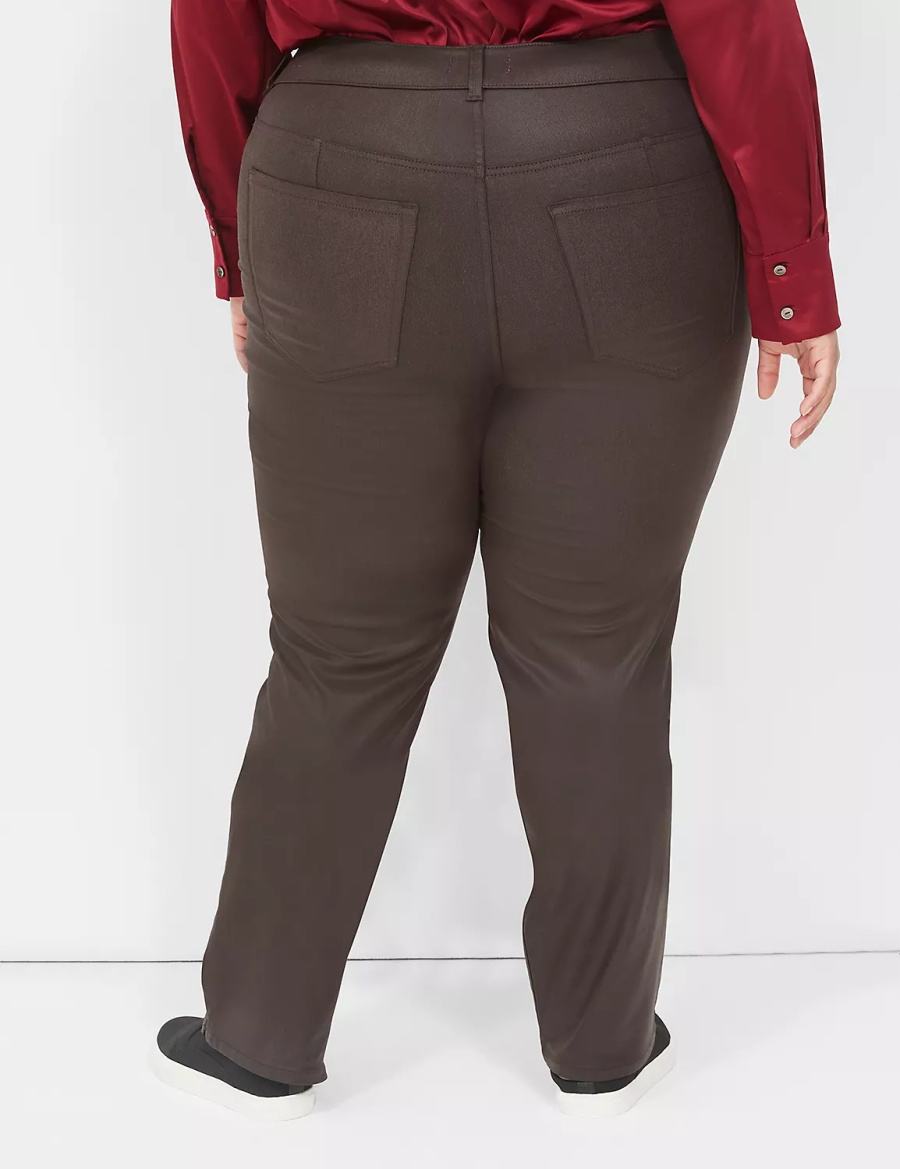 Lane Bryant Pull-On High-Rise Straight Coated Jeans Dames Chocola | CXR2758TA