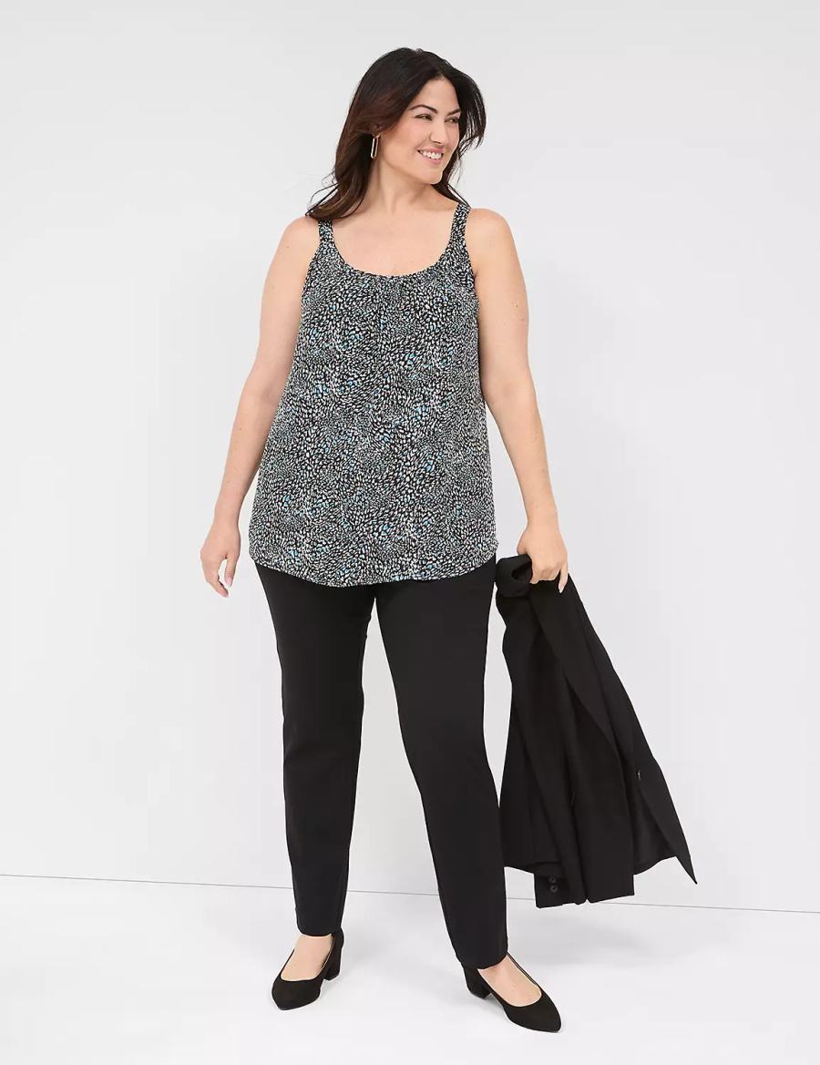 Lane Bryant Pull-On Ponte Straight Broek Dames Zwart | BYM5642XI