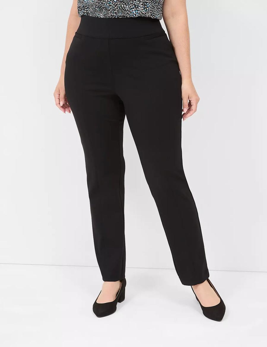 Lane Bryant Pull-On Ponte Straight Broek Dames Zwart | BYM5642XI