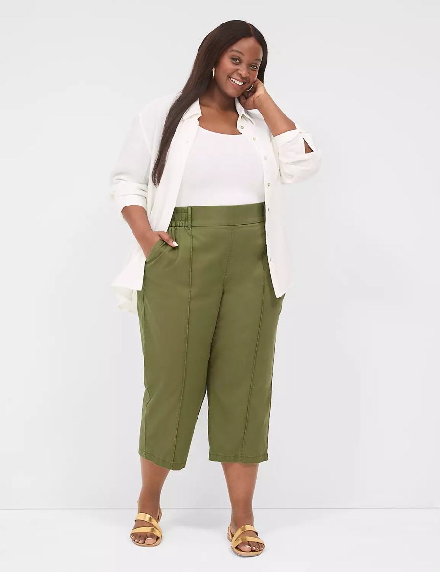 Lane Bryant Pull-On Soft Twill Capri Broek Dames Groen | GJJ5716UK