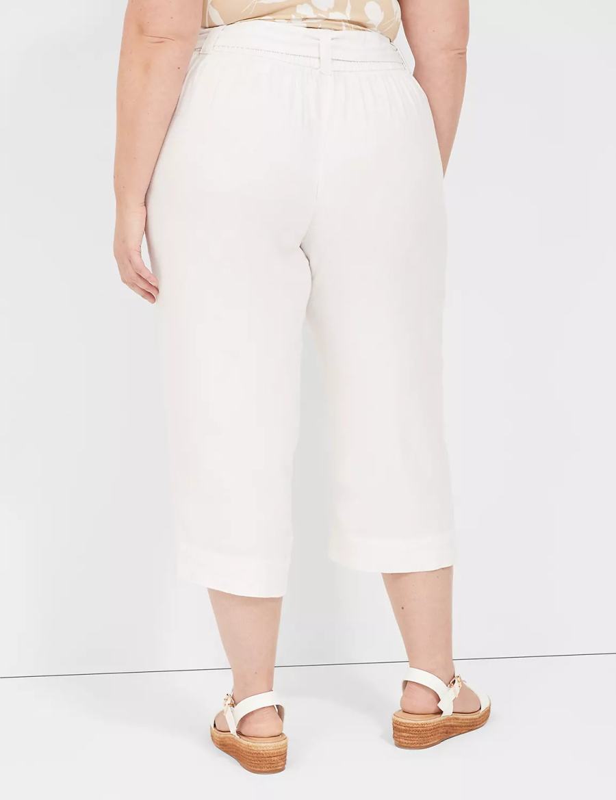 Lane Bryant Pull-On Twill Linen Capri Broek Dames Wit | DXC6340SS