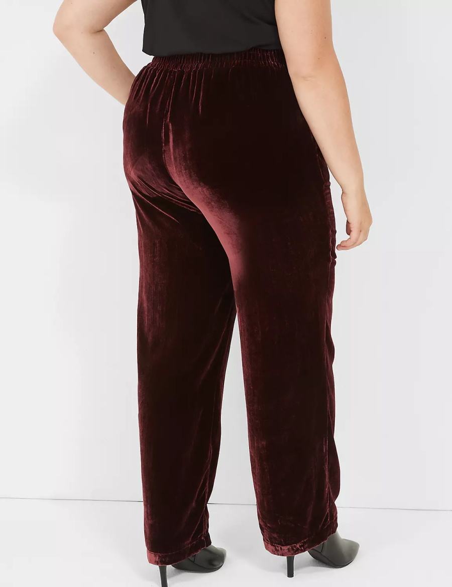 Lane Bryant Pull-On Velvet Straight Leg Broek Dames Bordeaux | TQB6810HQ
