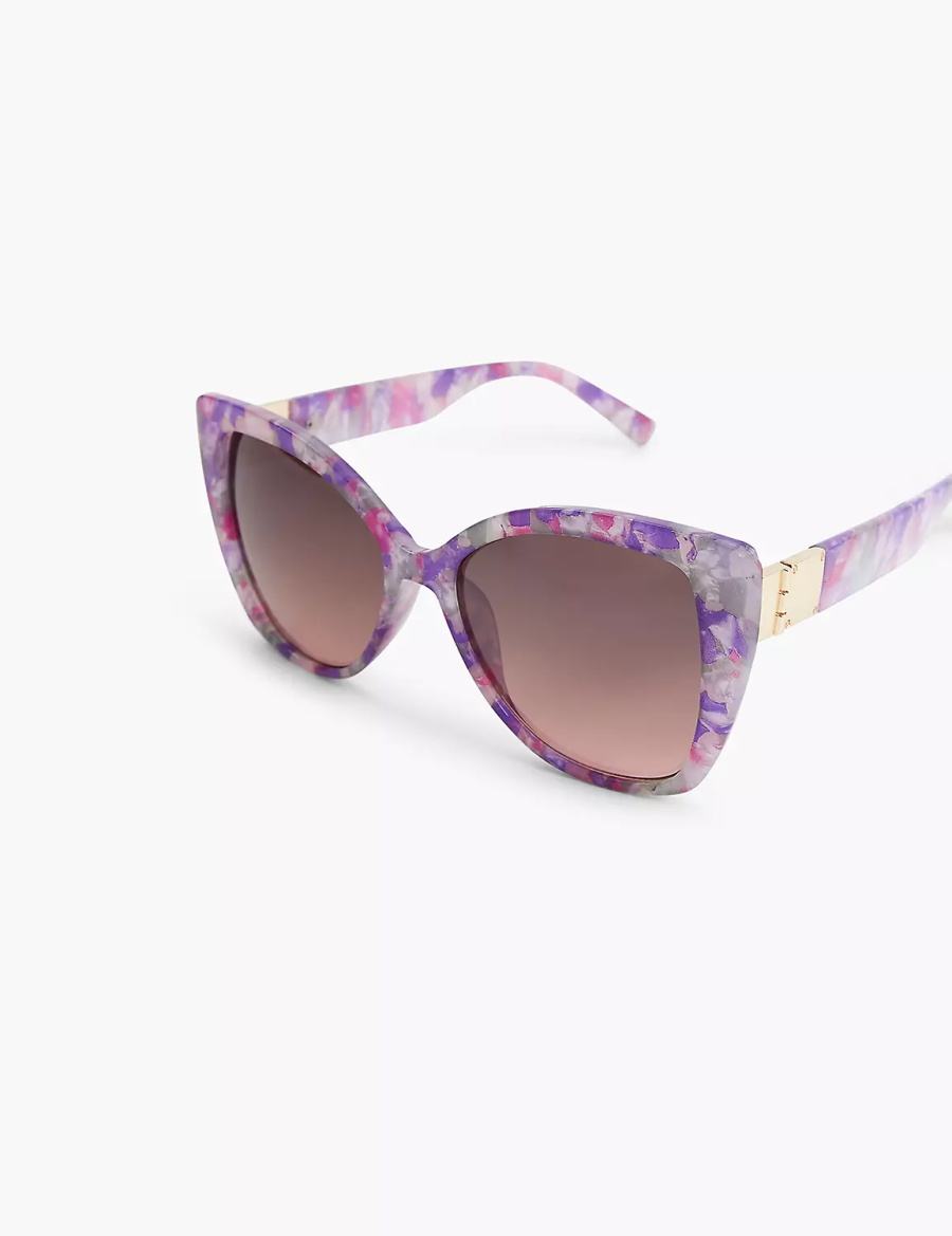 Lane Bryant Purple Marble Cateye Zonnebril Dames Paars Gekleurd | RWY6835GD