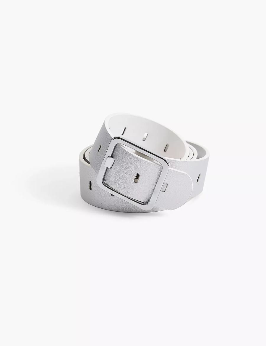 Lane Bryant Rectangle-Buckle Reversible Riemen Dames Wit | GAG885WQ