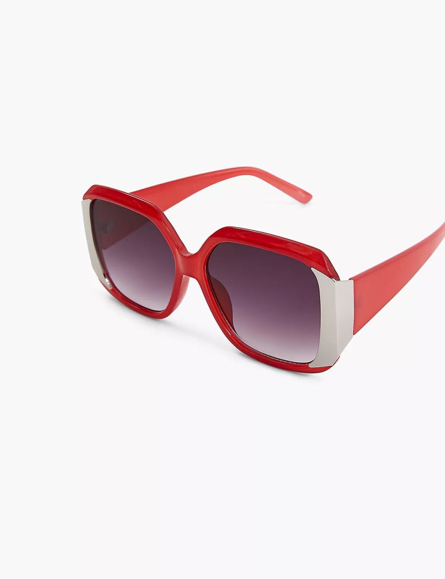 Lane Bryant Red With Silvertone Square Zonnebril Dames Rood | MYB5743HU