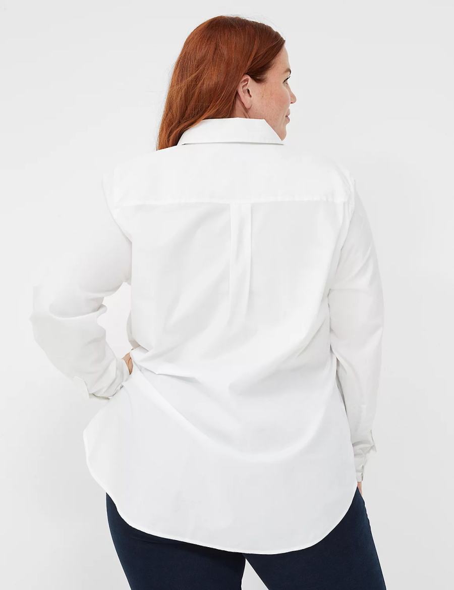 Lane Bryant Relaxed Button-Down Boyfriend Overhemd Dames Wit | BLF7451FY