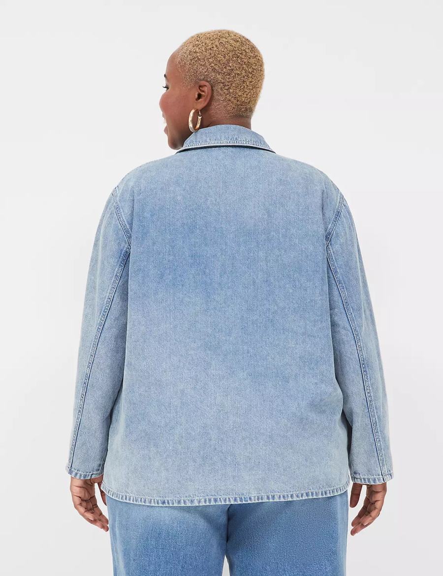 Lane Bryant Relaxed Collared Denim Popover Overhemd Dames Lichtblauw | SPY5958IT