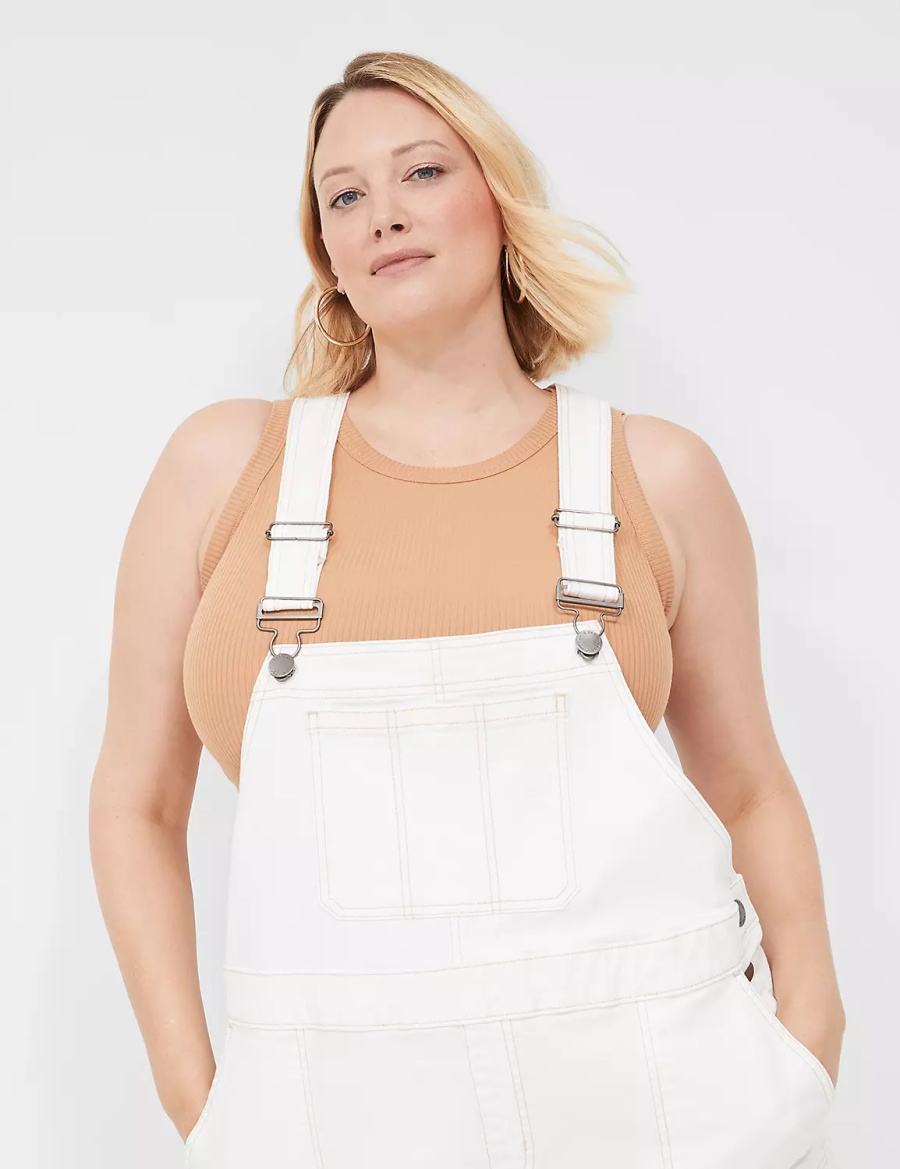 Lane Bryant Relaxed Denim Overall Dames Wit | GDK5642EW