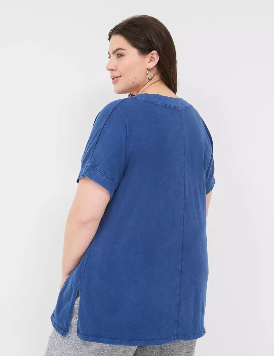 Lane Bryant Relaxed Easy V-Neck Tunic T-shirts Dames Donkerblauw | VZE7146UL