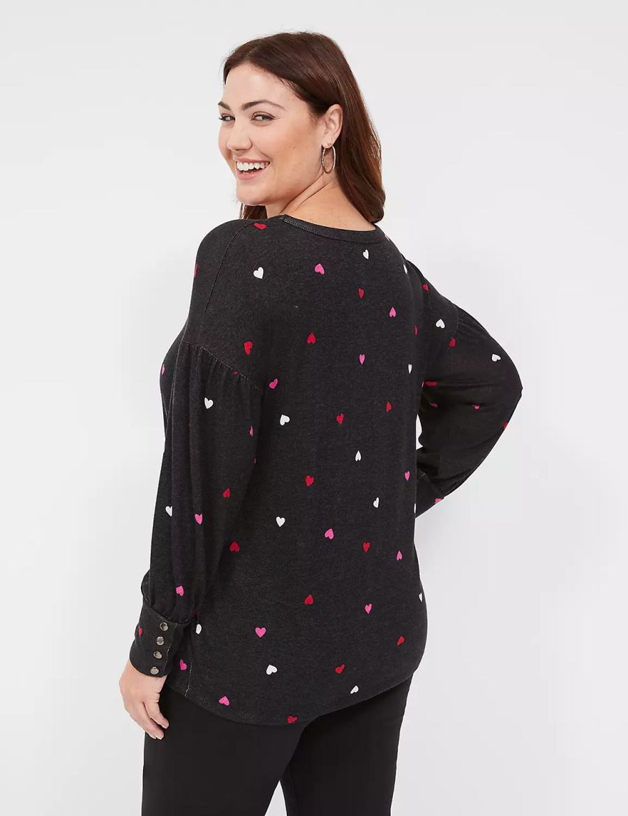 Lane Bryant Relaxed Scoop-Neck Sweatshirts Dames Zwart | WQJ83PP