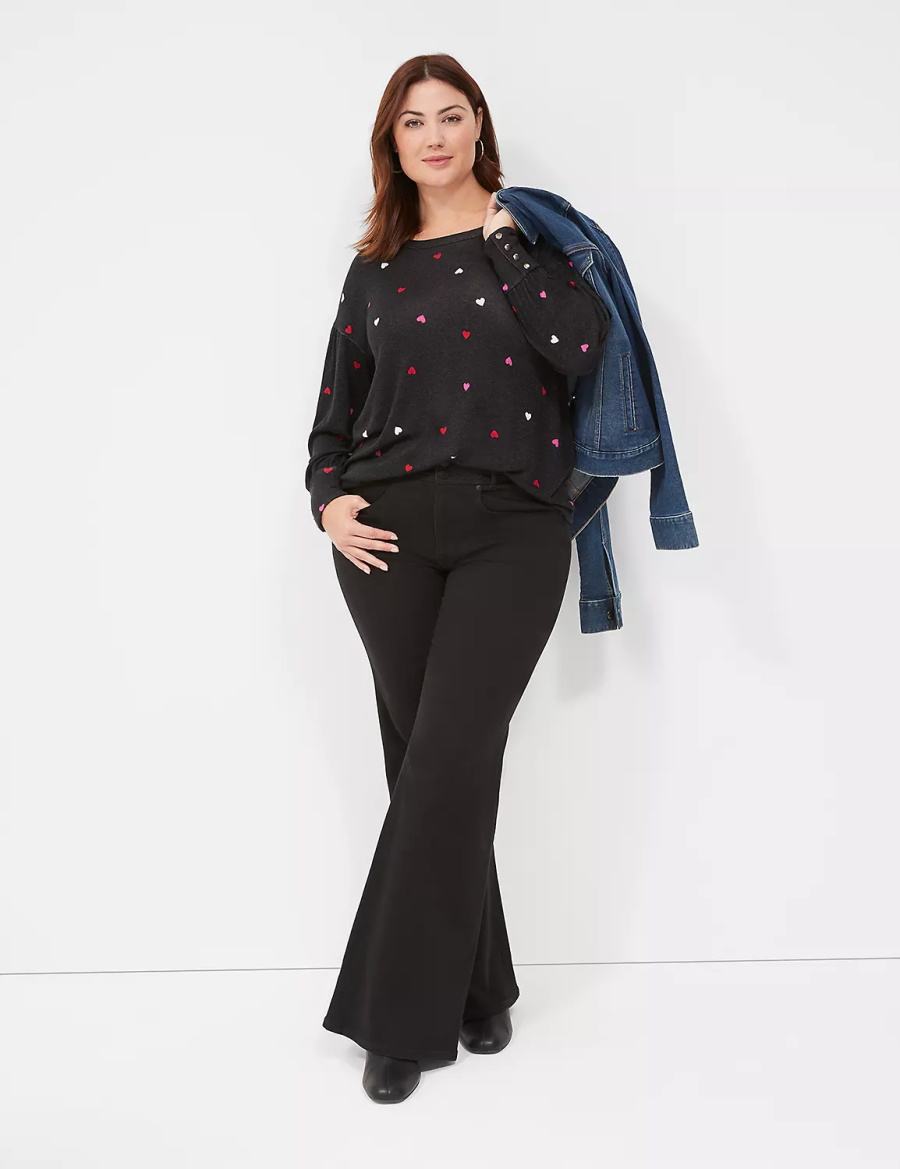 Lane Bryant Relaxed Scoop-Neck Sweatshirts Dames Zwart | WQJ83PP
