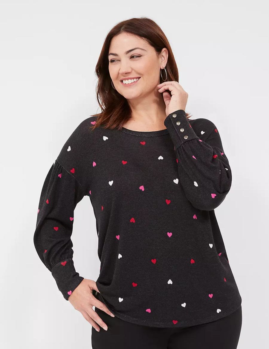 Lane Bryant Relaxed Scoop-Neck Sweatshirts Dames Zwart | WQJ83PP