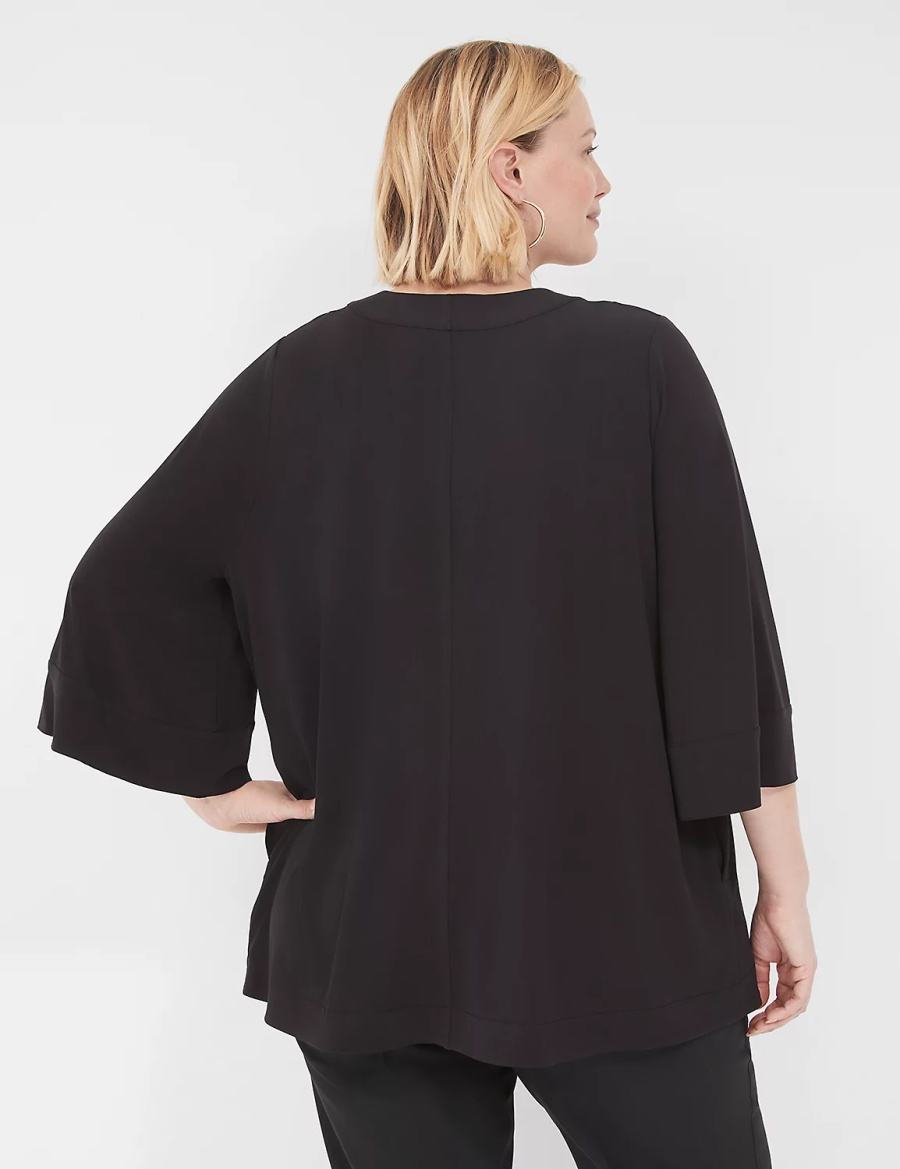 Lane Bryant Relaxed Wide 3/4-Sleeve Overpiece Badjas Dames Zwart | KCU5217WR