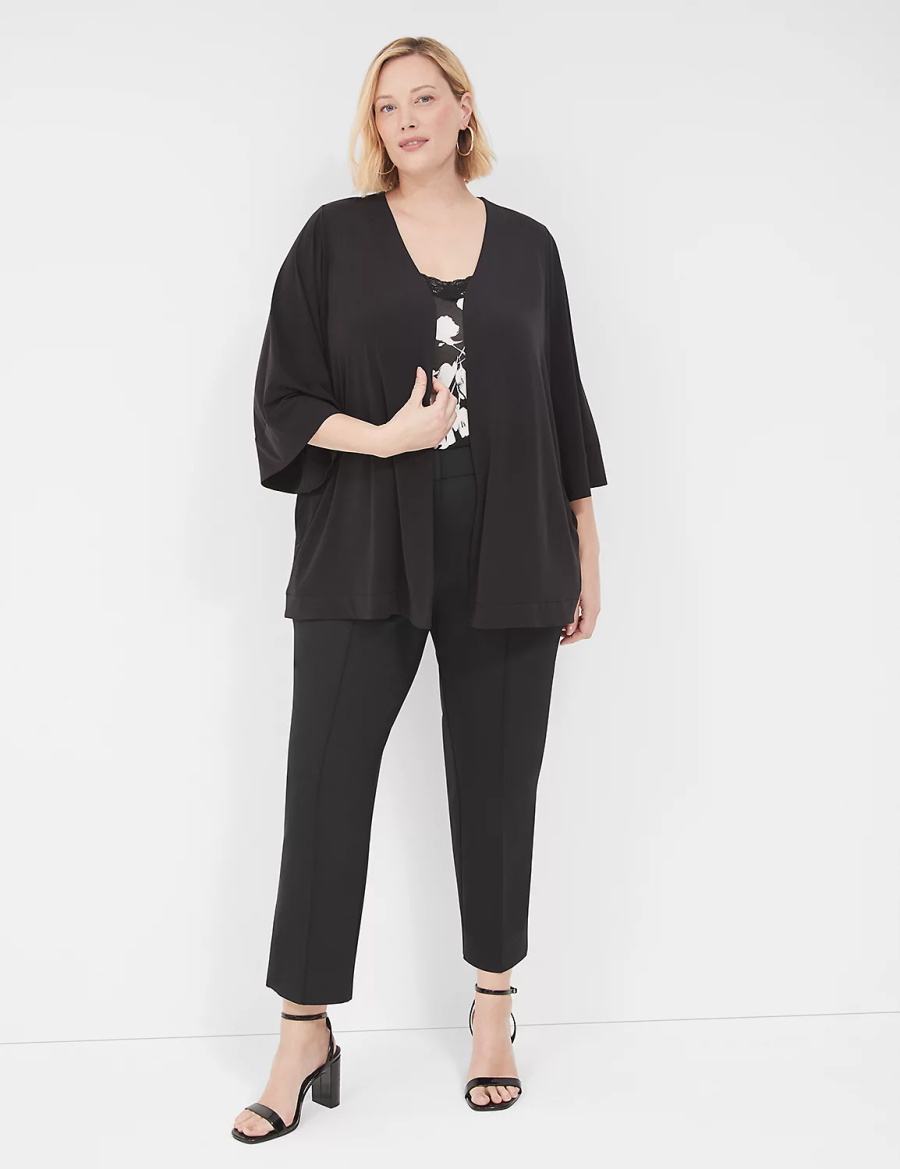 Lane Bryant Relaxed Wide 3/4-Sleeve Overpiece Badjas Dames Zwart | KCU5217WR