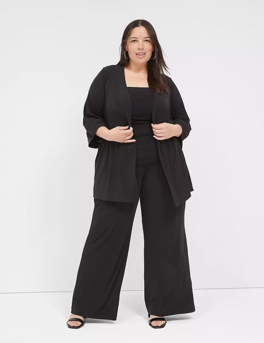 Lane Bryant Relaxed Wide 3/4-Sleeve Overpiece Badjas Dames Zwart | KCU5217WR