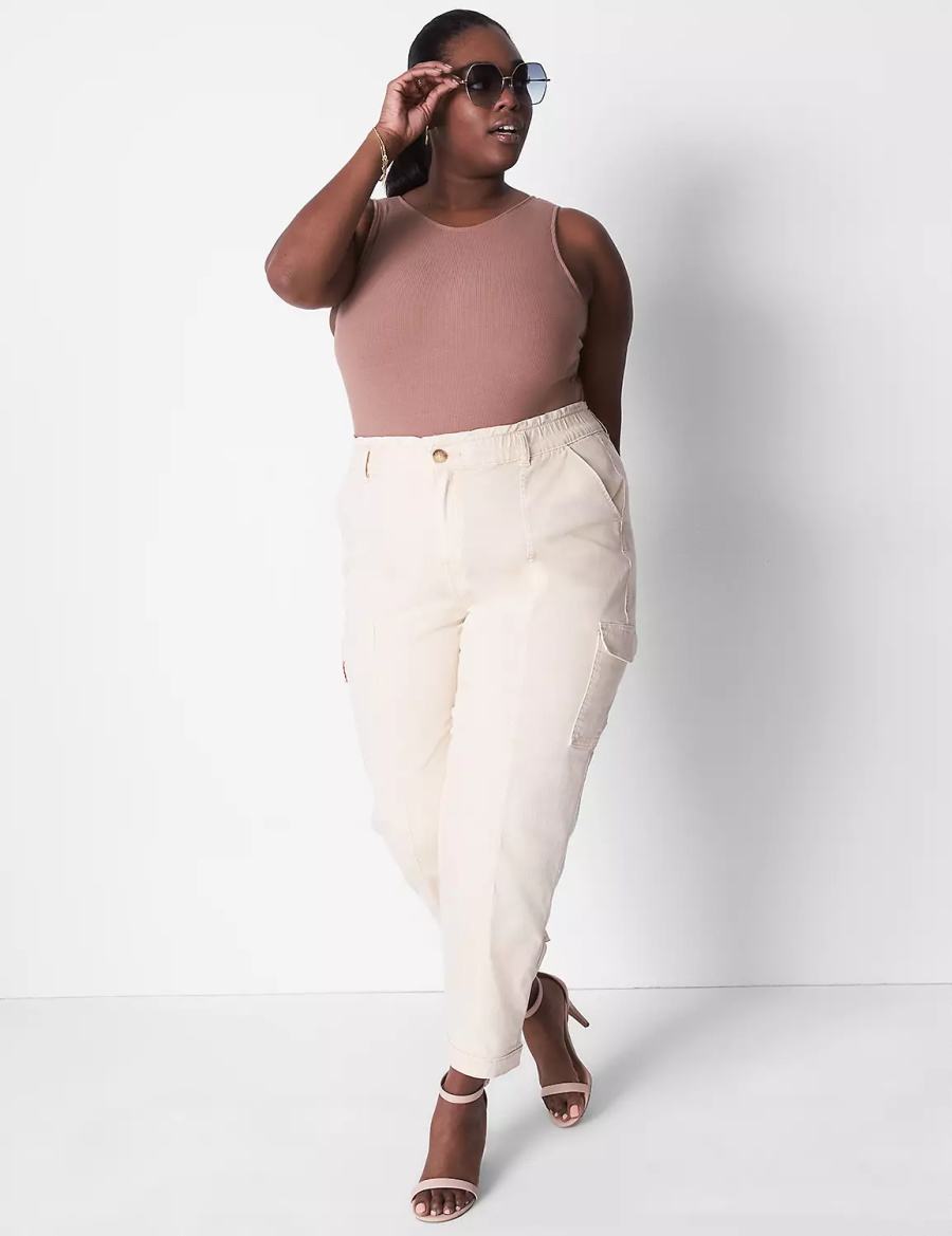 Lane Bryant Rib Open-Back Bodysuit Dames Bruin | VIC6694RU