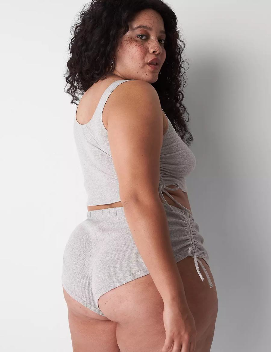 Lane Bryant Rib Ruched-Side Crop Tanktop Dames Grijs | JTR2127NE