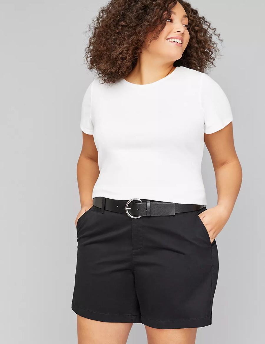 Lane Bryant Round Buckle Riemen Dames Zwart | PUN8084BH