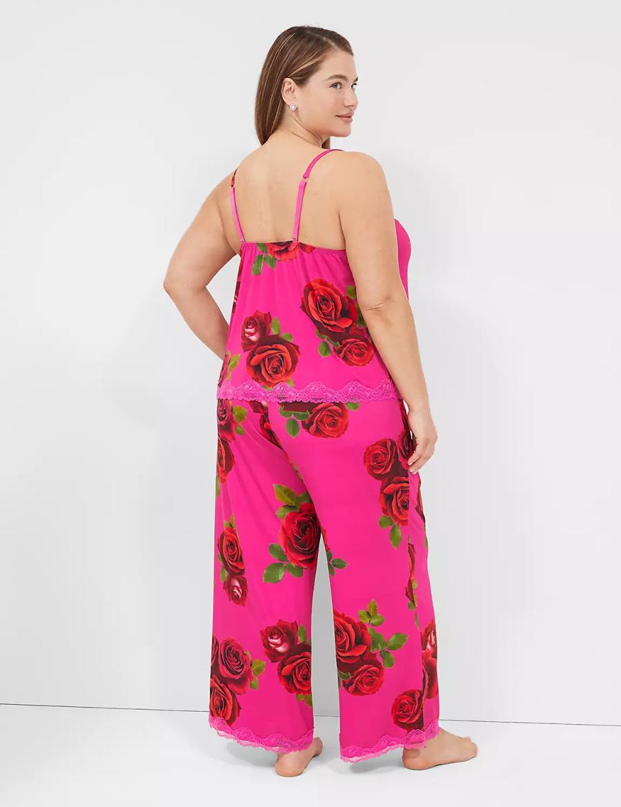 Lane Bryant Ruched Cami & Pant PJ Set Pyjama Dames Roze Fuchsie | NBL2539EG