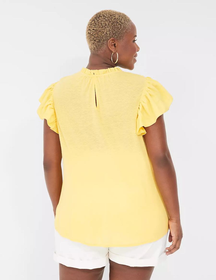 Lane Bryant Ruffle Cap-Sleeve Blouse Dames Geel | NFE1616PC