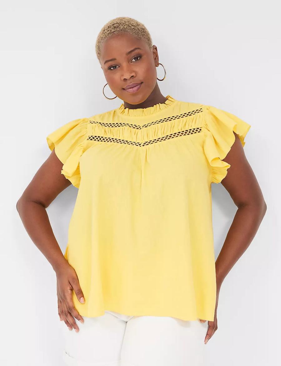 Lane Bryant Ruffle Cap-Sleeve Blouse Dames Geel | NFE1616PC
