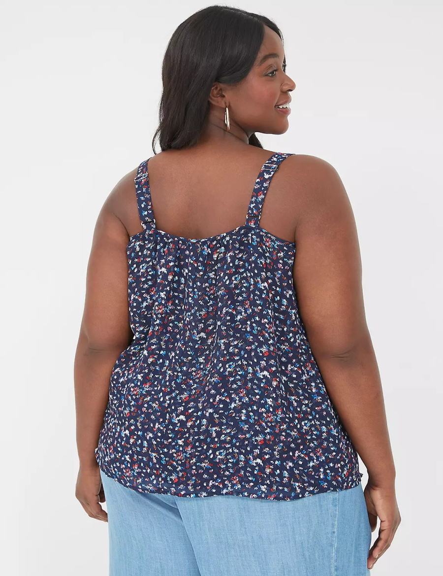 Lane Bryant Scoop-Neck Cami Tanktop Dames Donkerblauw | UPD3449QN