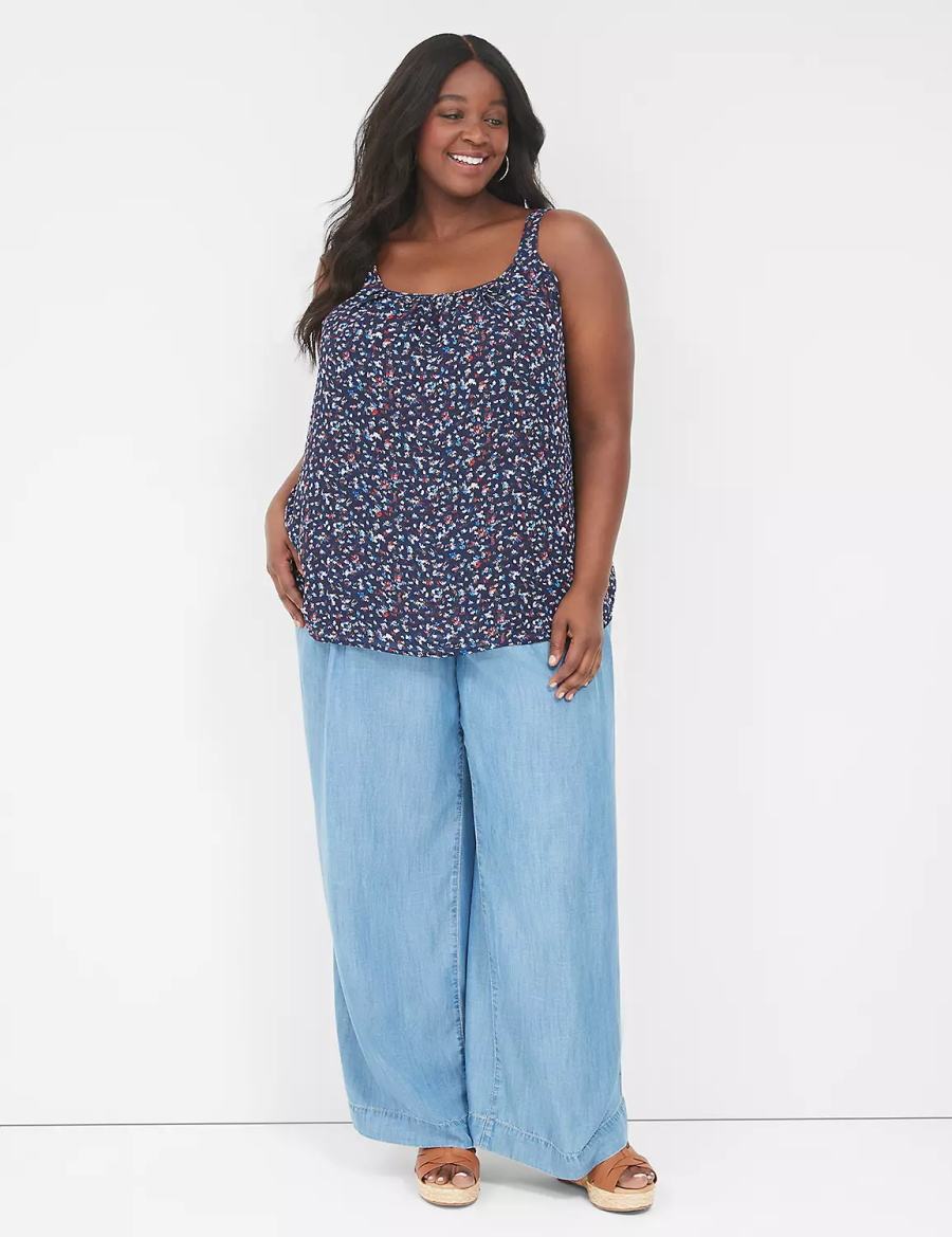 Lane Bryant Scoop-Neck Cami Tanktop Dames Donkerblauw | UPD3449QN