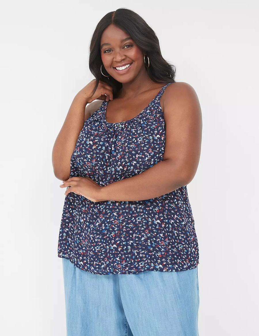 Lane Bryant Scoop-Neck Cami Tanktop Dames Donkerblauw | UPD3449QN