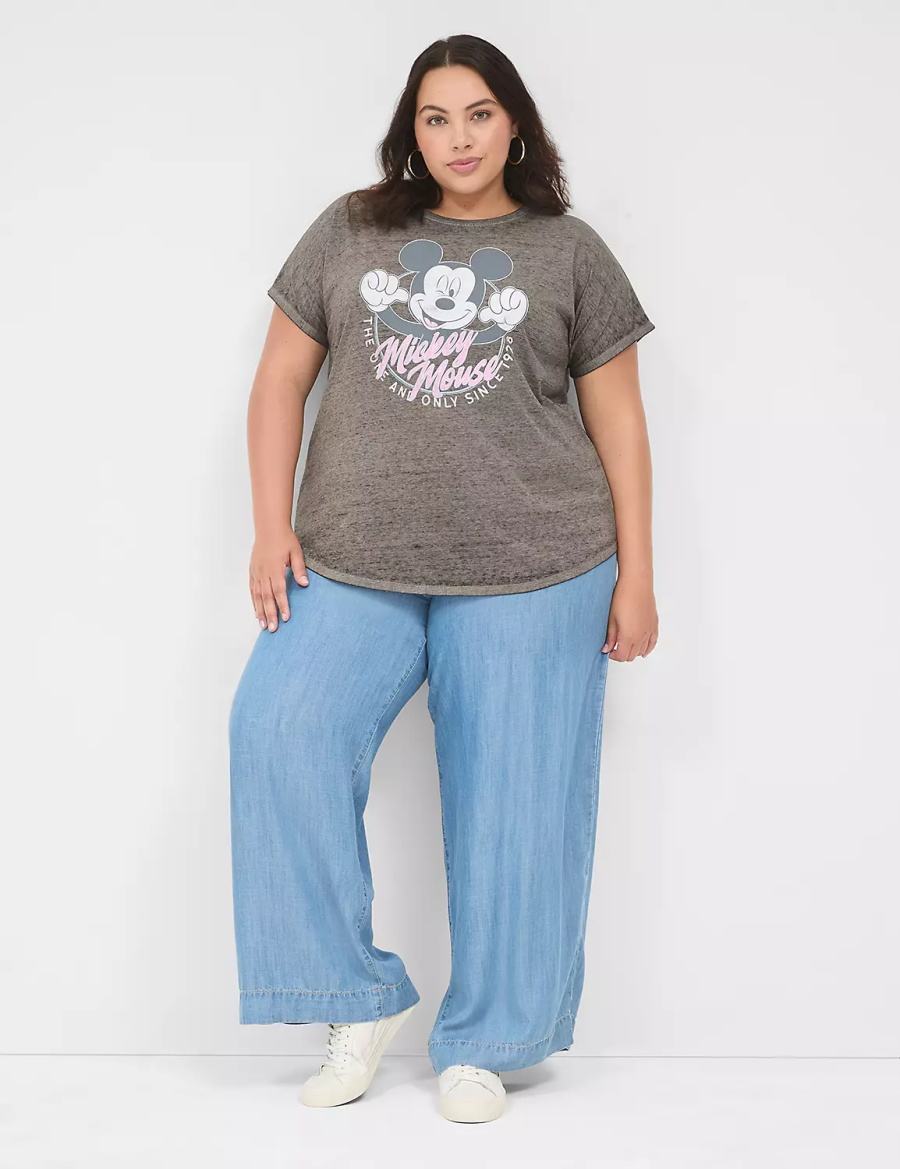 Lane Bryant Scoop-Neck Mickey Graphic Tee T-shirts Dames Grijs | RZJ1427DN