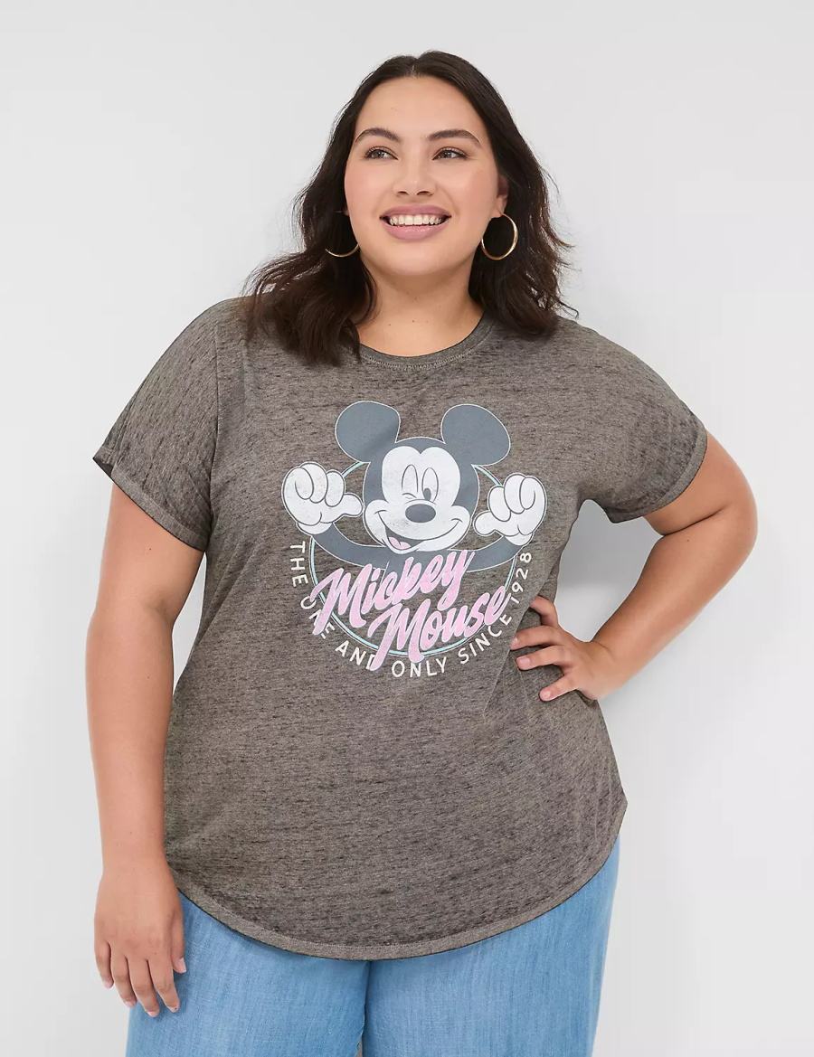 Lane Bryant Scoop-Neck Mickey Graphic Tee T-shirts Dames Grijs | RZJ1427DN