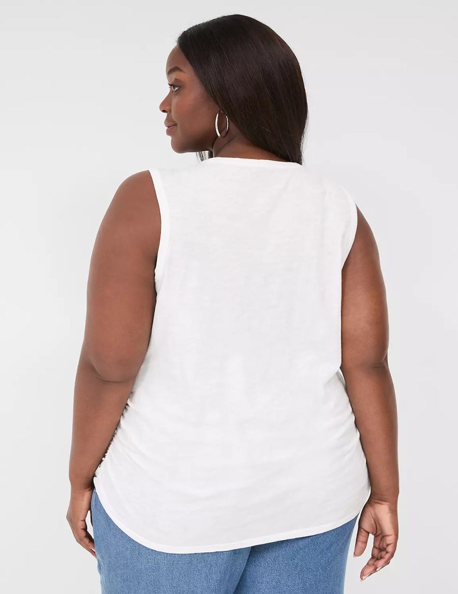 Lane Bryant Scoop-Neck Side-Ruched Tanktop Dames Wit | BBZ7042ES