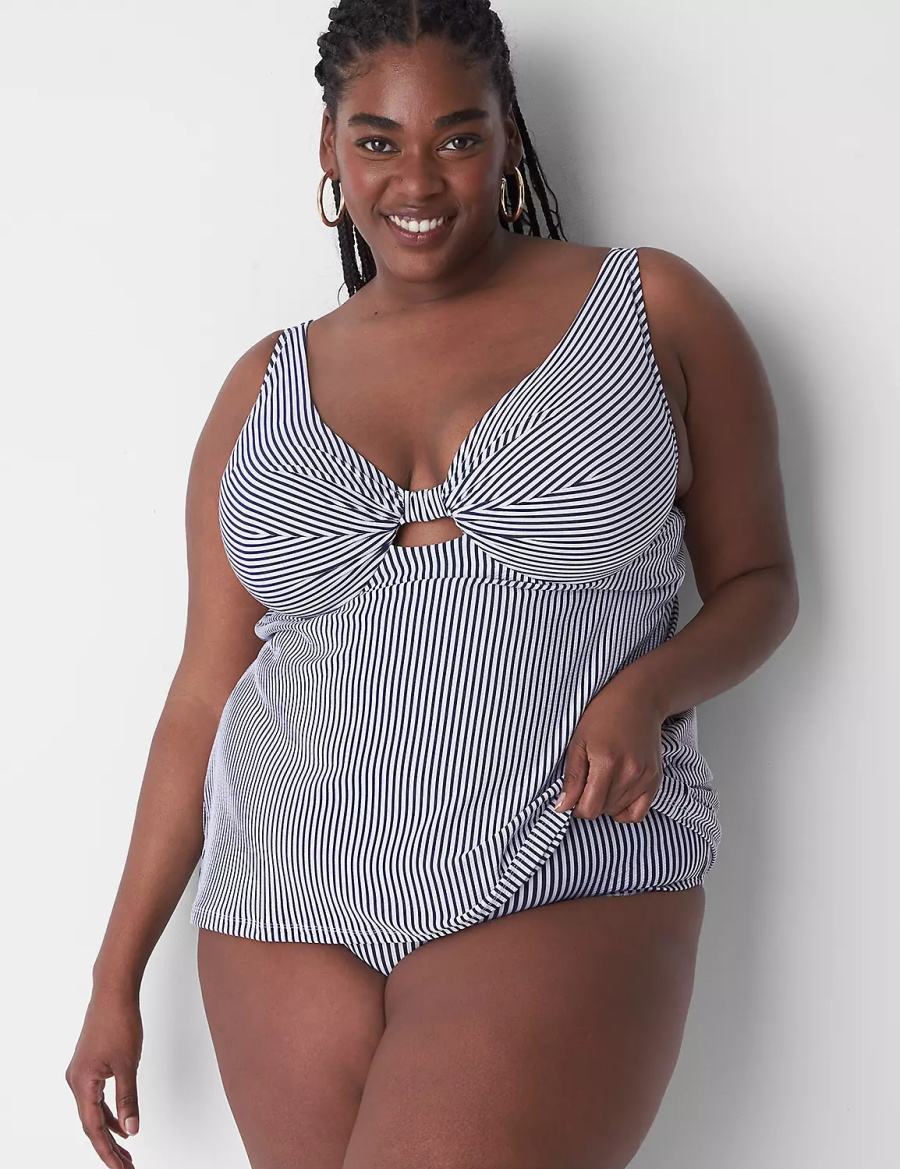 Lane Bryant Seersucker Swim Slips Dames Blauw | YOP1697UK