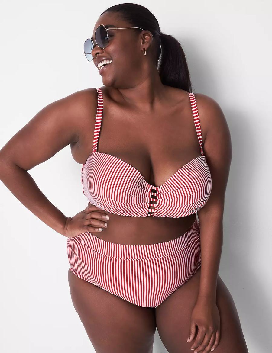 Lane Bryant Seersucker Swim Slips Dames Roze | DNT143KQ