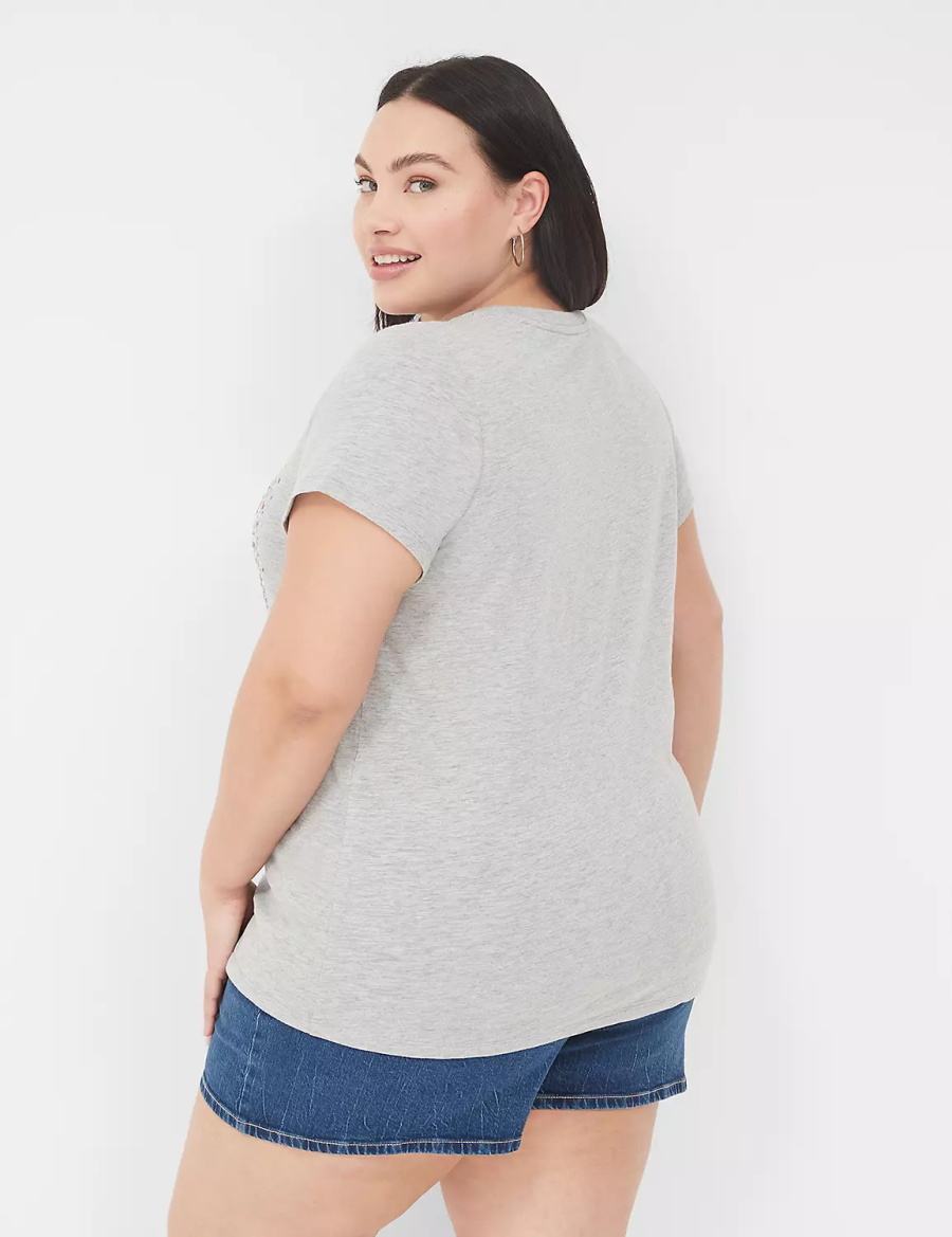 Lane Bryant Sequin USA Graphic Tee T-shirts Dames Lichtgrijs | PPE2614EC