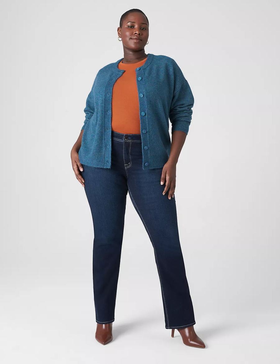 Lane Bryant Seven7 Boot With Back Pocket Embroidery Jeans Dames Donkerblauw | GEQ71100PT