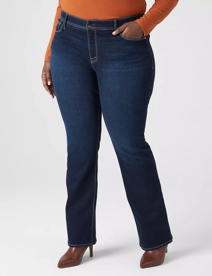 Lane Bryant Seven7 Boot With Back Pocket Embroidery Jeans Dames Donkerblauw | GEQ71100PT