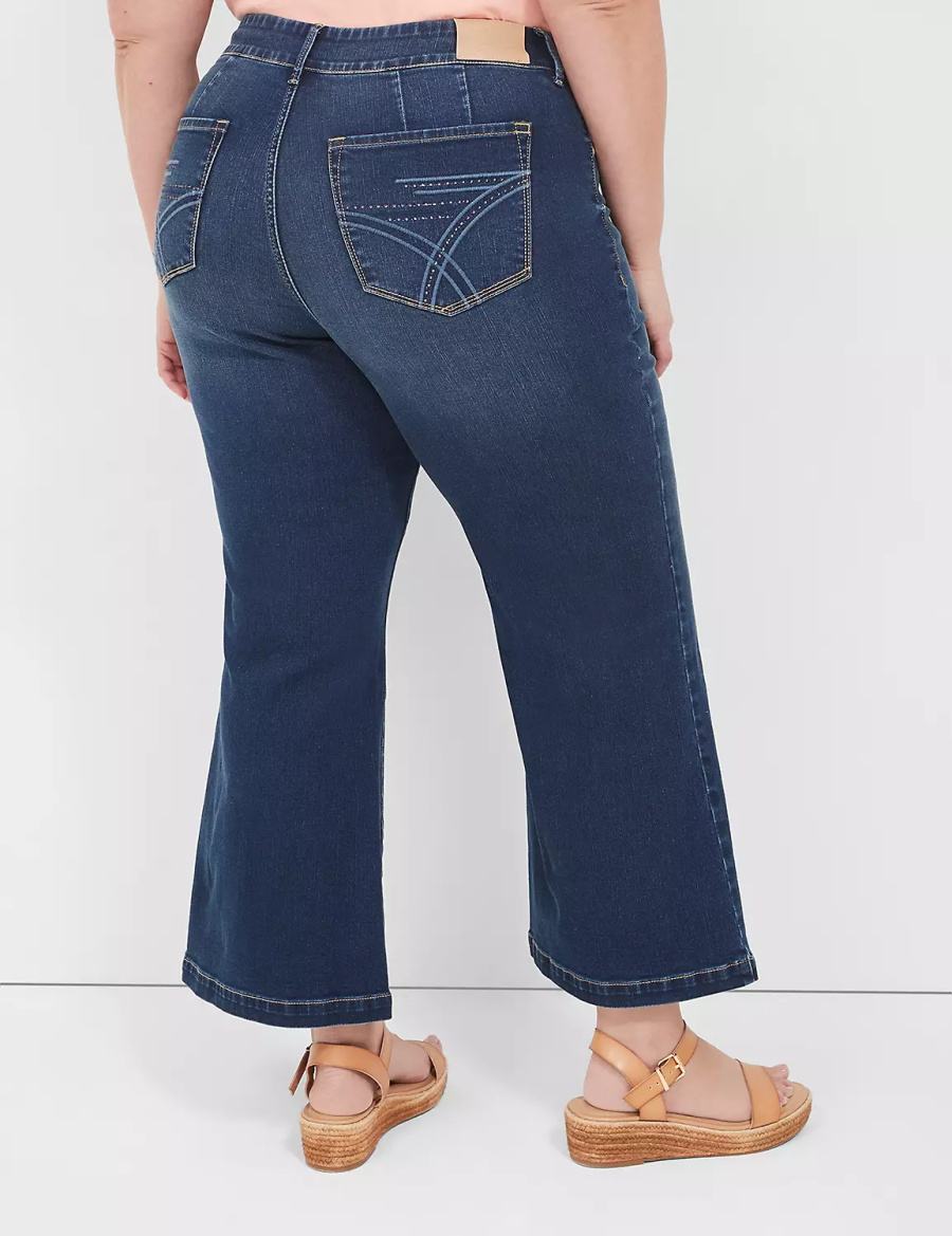 Lane Bryant Seven7 Pull-On Weekender Cropped With Embellished Pockets Jeans Dames Donkerblauw | LTU8017WM