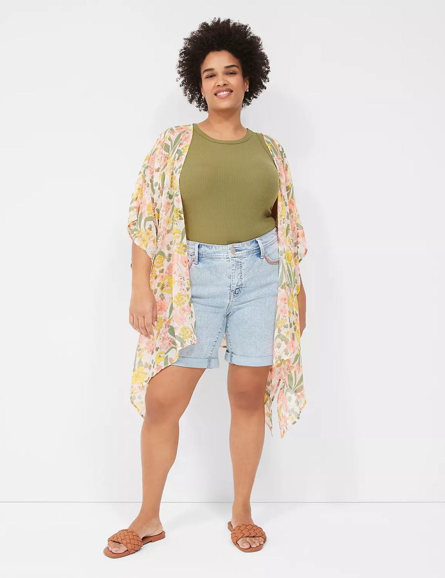 Lane Bryant Seven7 Weekender Jean With Colorful Stitching Korte Broek Dames Blauw | FRN5526ZN