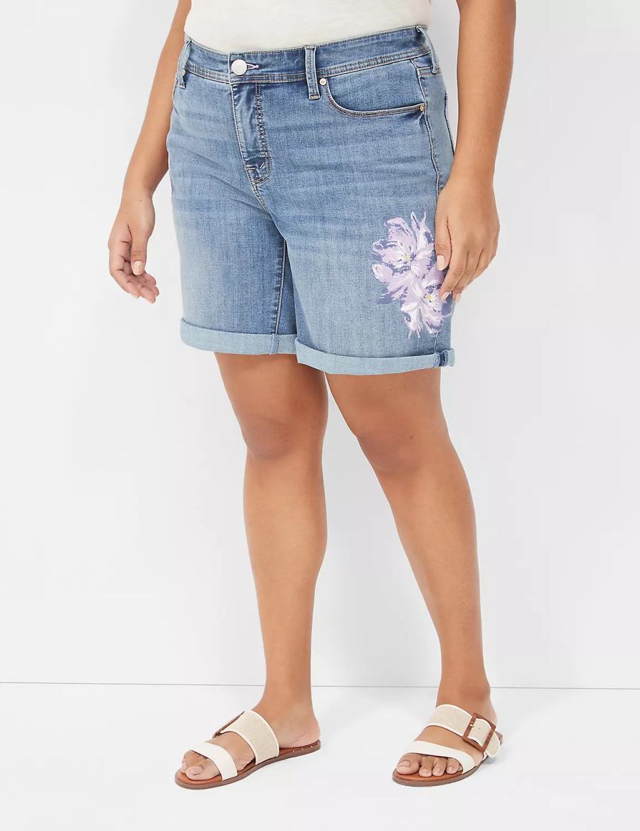 Lane Bryant Seven7 Weekender Jean With Painted Details Korte Broek Dames Donkerblauw | WBP2386MP