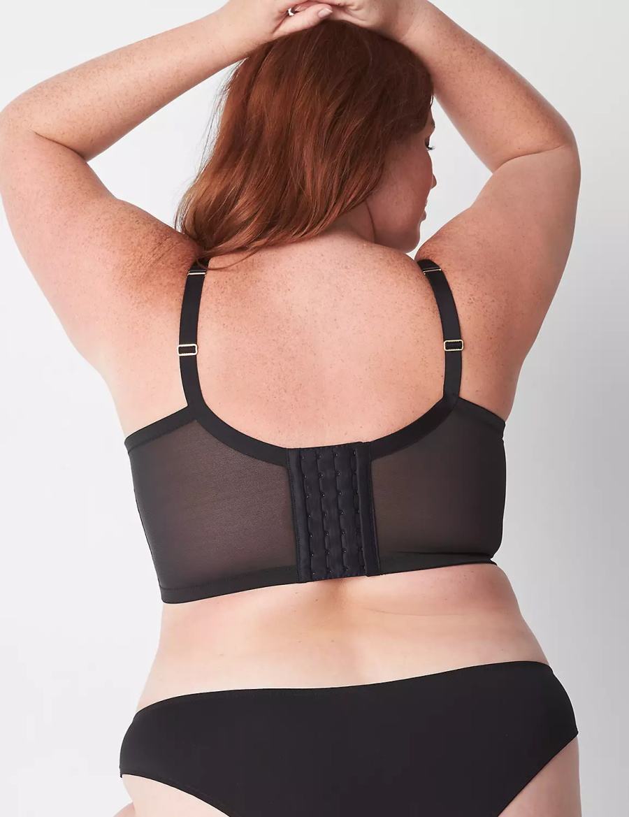 Lane Bryant Sheer Lace Unlined Longline Balconette BH Dames Zwart | YLT1312FS