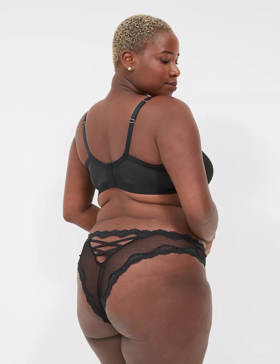 Lane Bryant Sheer Mesh Tanga Slips Dames Zwart | LSQ7094DA